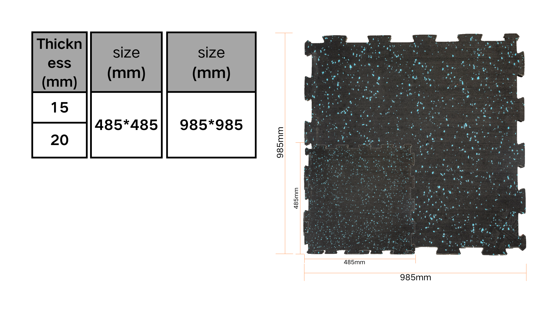 Composite elastic rubber mat (interlocking)