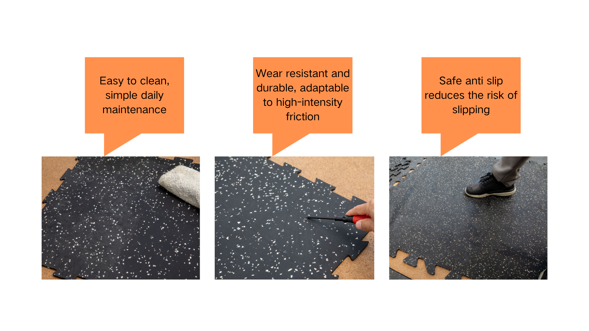 Composite elastic rubber mat (interlocking)