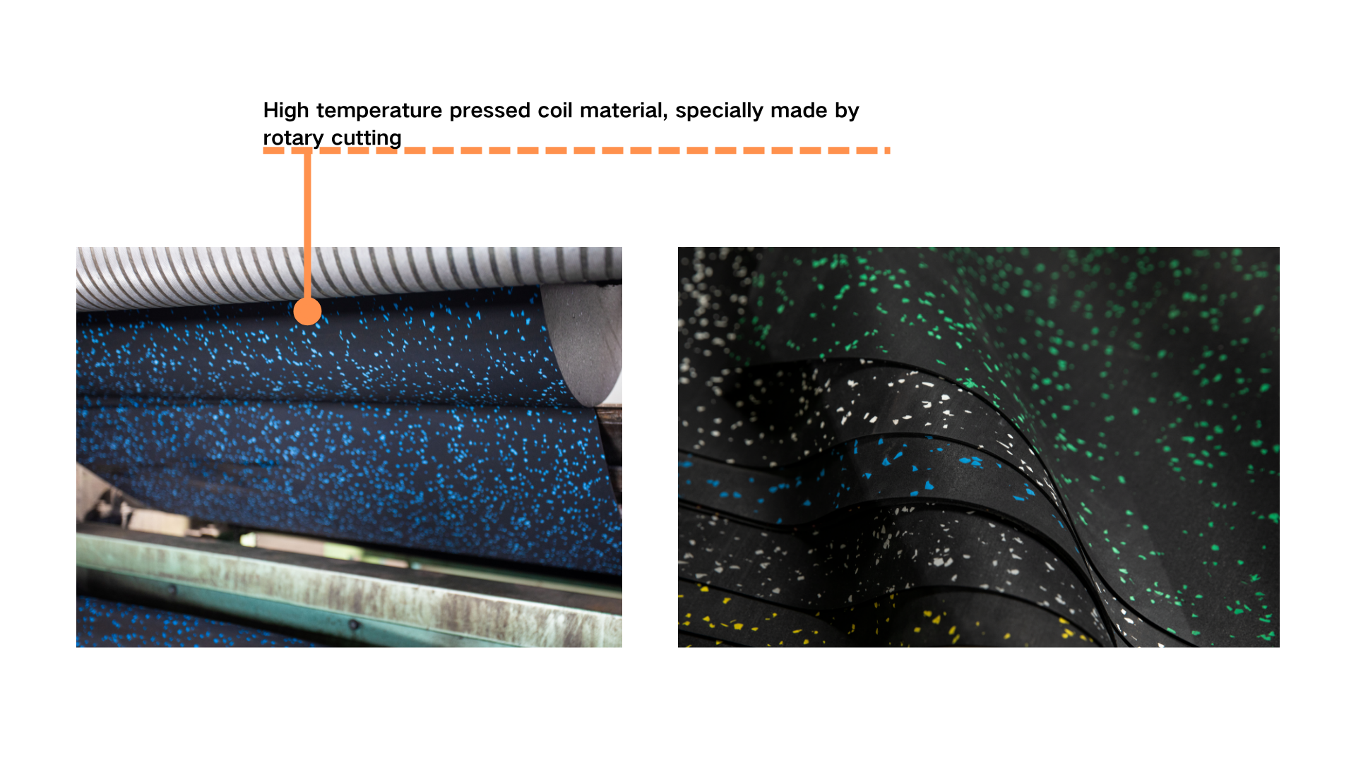 Rolled coil elastic rubber mat