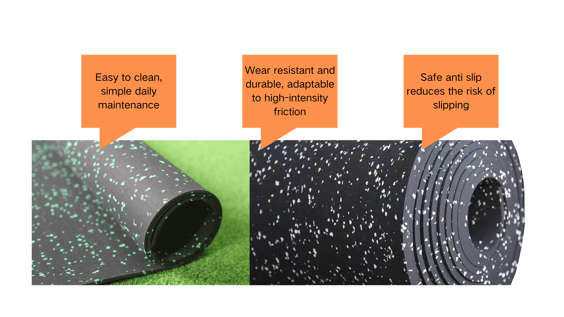 Rolled coil elastic rubber mat