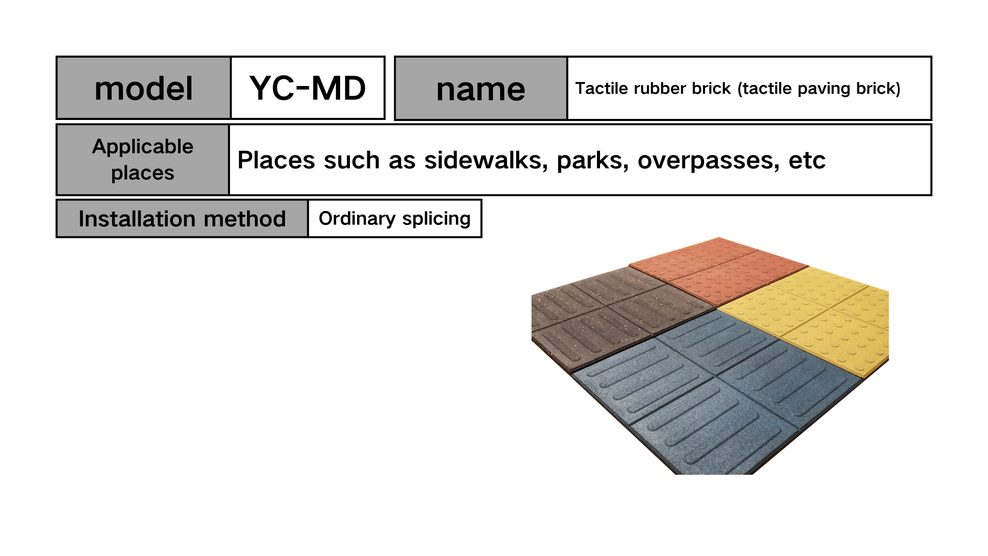 Tactile rubber brick (tactile paving brick)