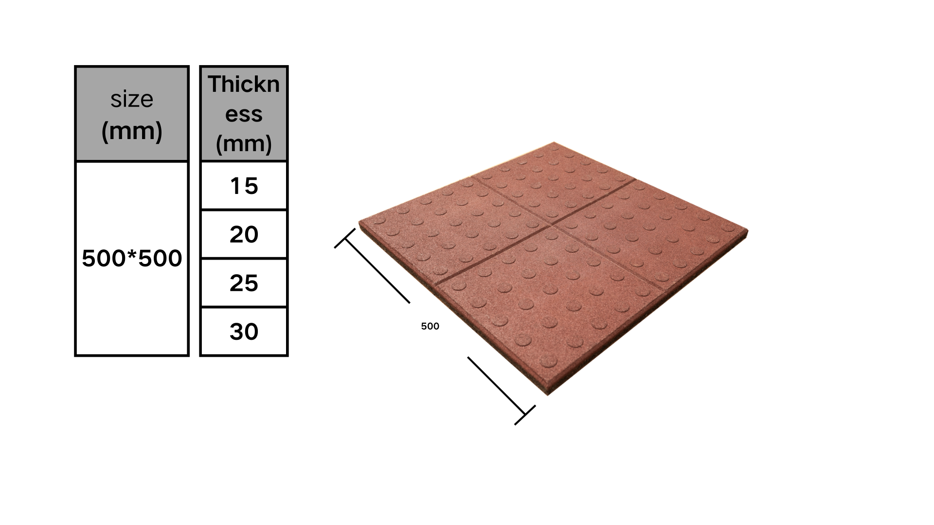 Tactile rubber brick (tactile paving brick)