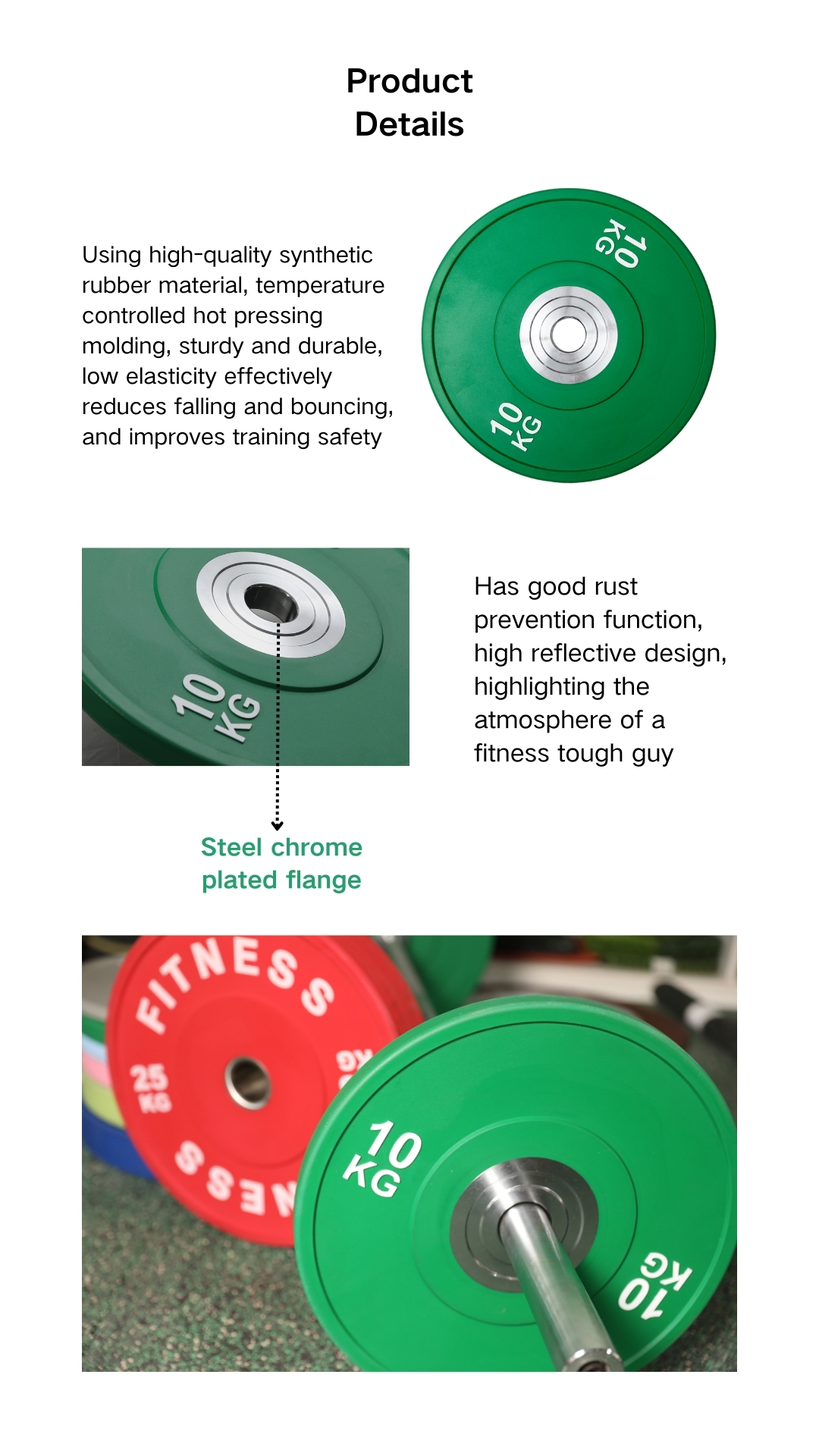 Color rubber barbell plate (steel core)