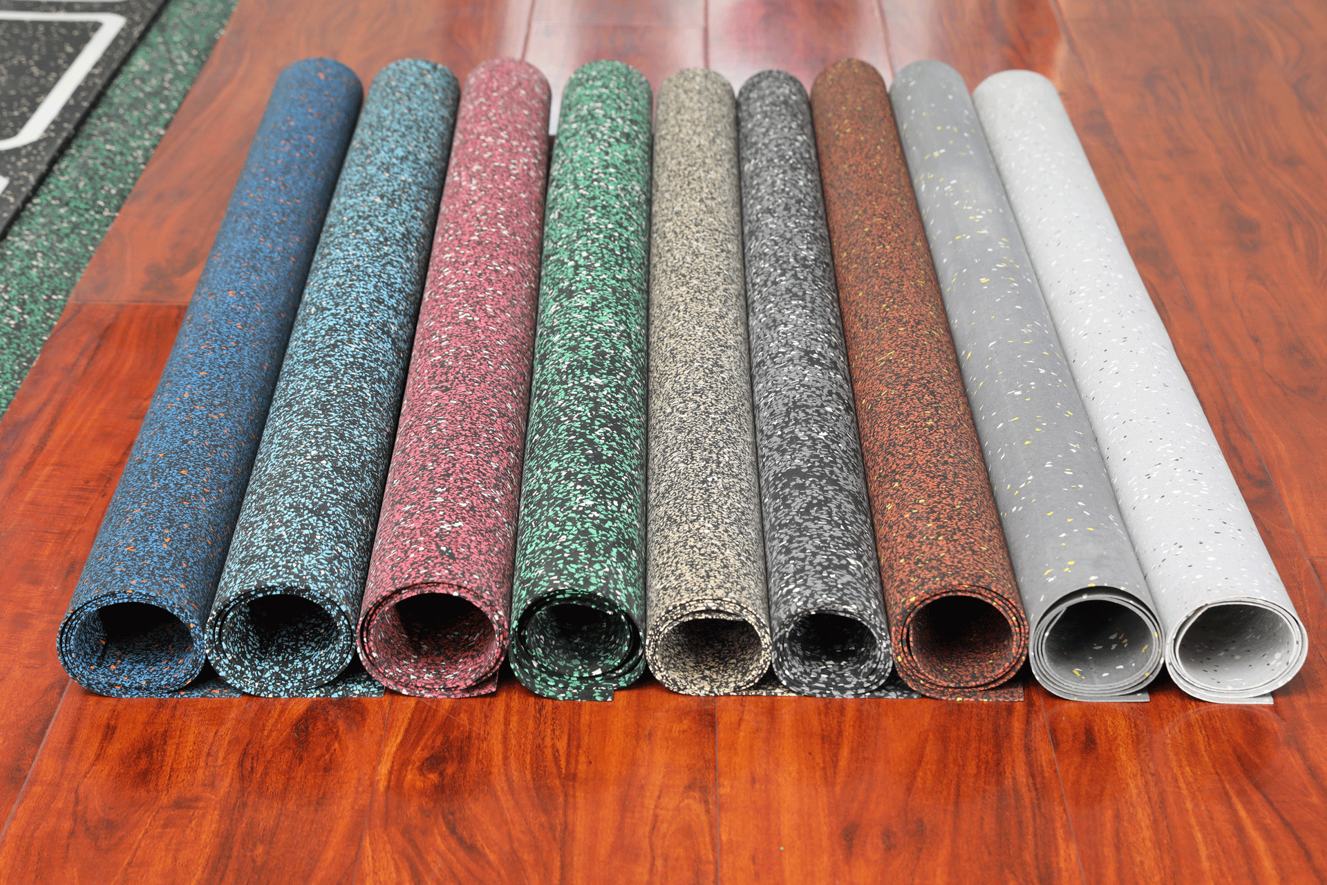 Rolled coil elastic rubber mat